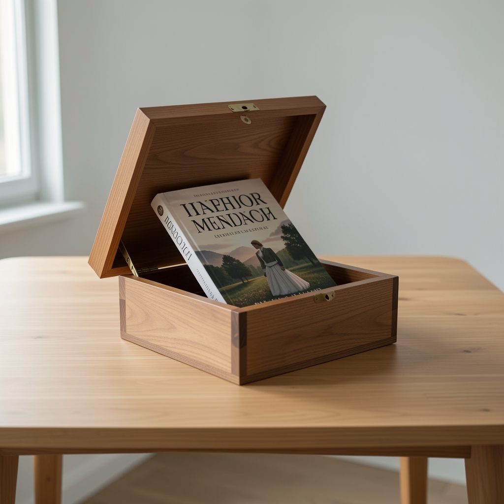 Atril de madera abierto sosteniendo un libro sobre una mesa despejada sin personas