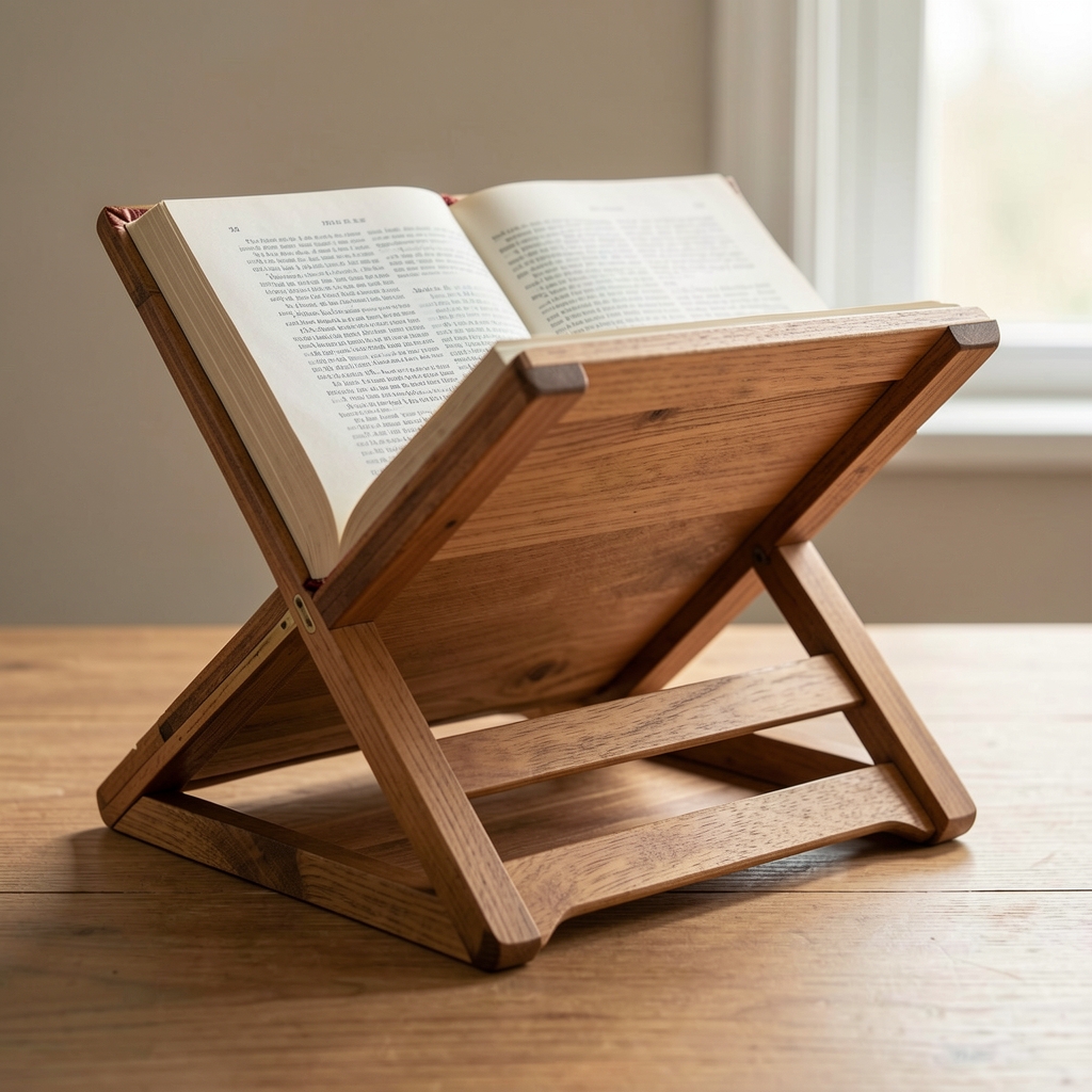 Atril plegable de madera para mantener abierto un libro de tapa dura